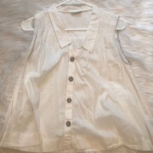 White Anthropologie Button Down Tank Top